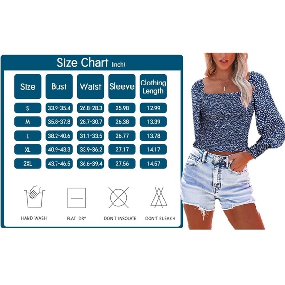 Floral green smocked puff sleeved blouse NWT - Picture 7 of 9